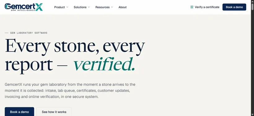 GemCertX website screenshot