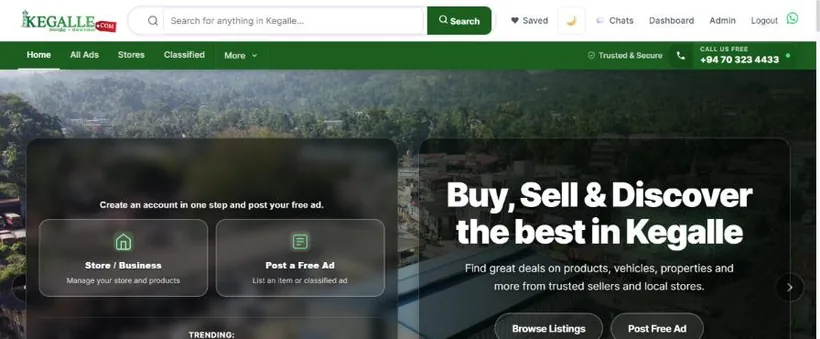 Kegalle Marketplace website screenshot