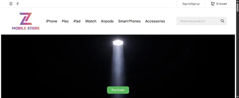Mobile Store website screenshot