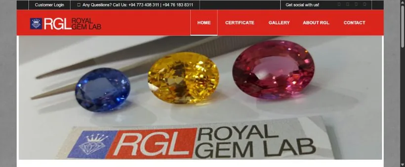 Royal Gem Laboratory website screenshot